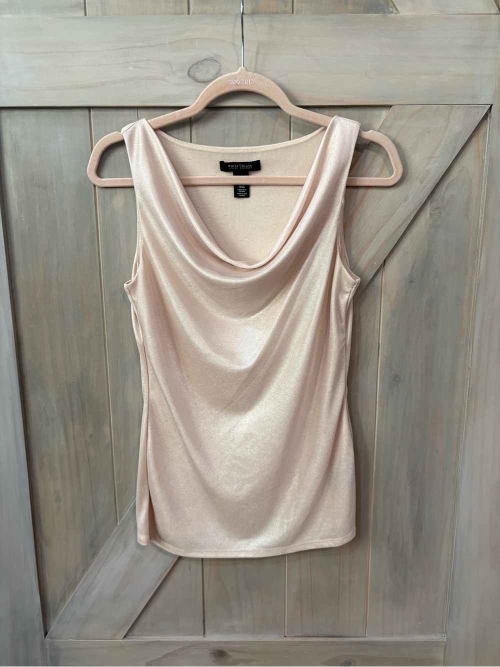 White House Black Market Sleeveless Champagne Cowl Neck Tank